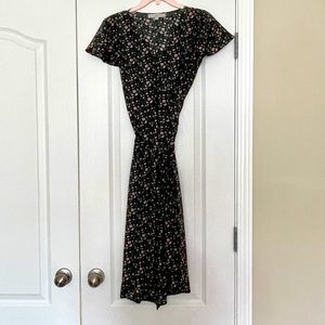 LOFT Black Floral Wrap Dress Size 2